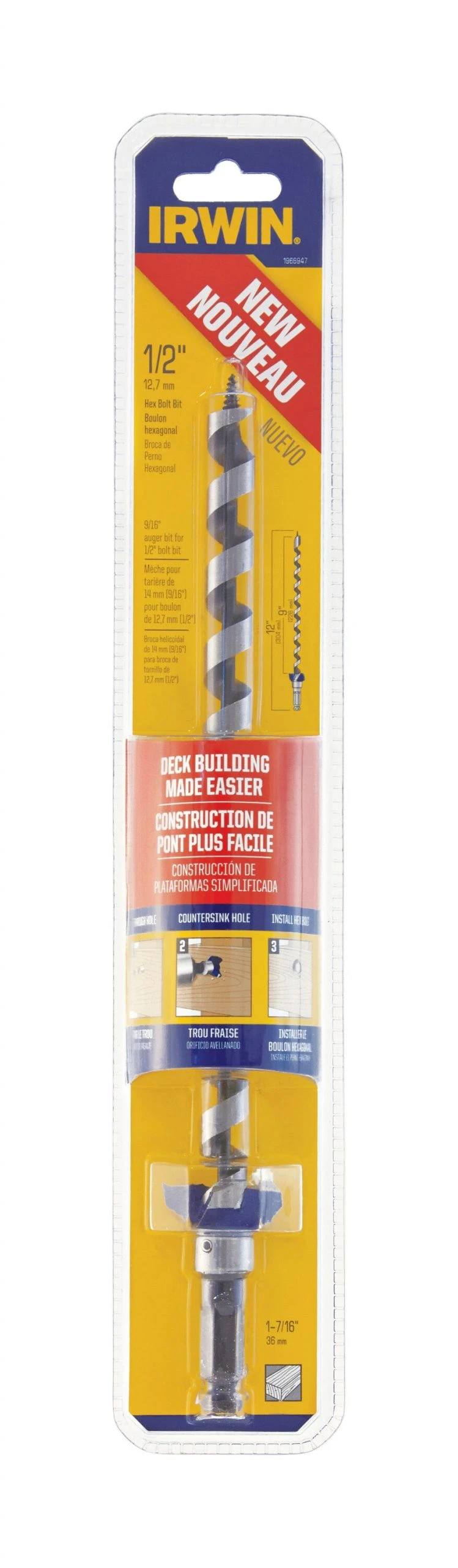 IRWIN Woodboring Drill Bits 1/2-in Woodboring Auger Drill Bit 4 IRWIN Woodboring Drill Bits 1/2-in Woodboring Auger Drill Bit - Image 2