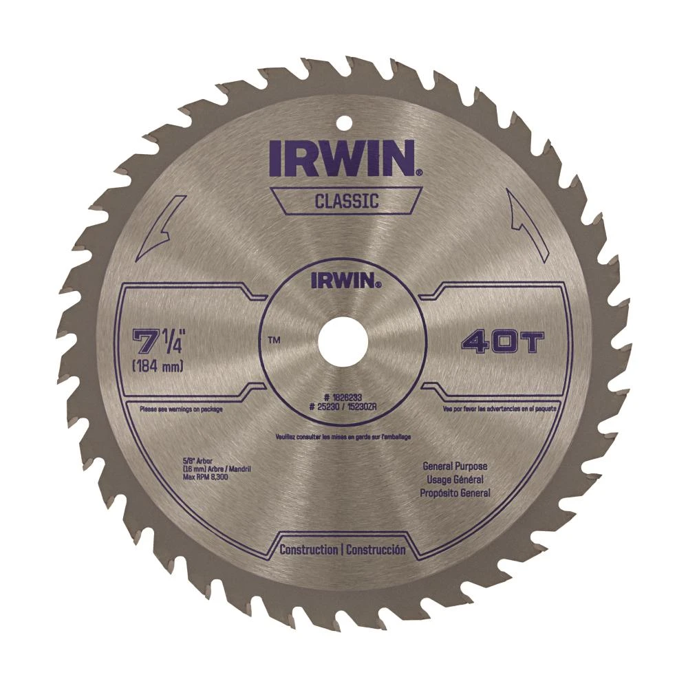 IRWIN Circular Saw Blades Classic 7-1/4-in 40-Tooth Carbide Circular Saw Blade 3 IRWIN Circular Saw Blades Classic 7-1/4-in 40-Tooth Carbide Circular Saw Blade