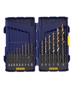 IRWIN Twist Drill Bits 15-Piece Assorted 6-in Gold Ferrous Coated Hss Twist Drill Bit Set