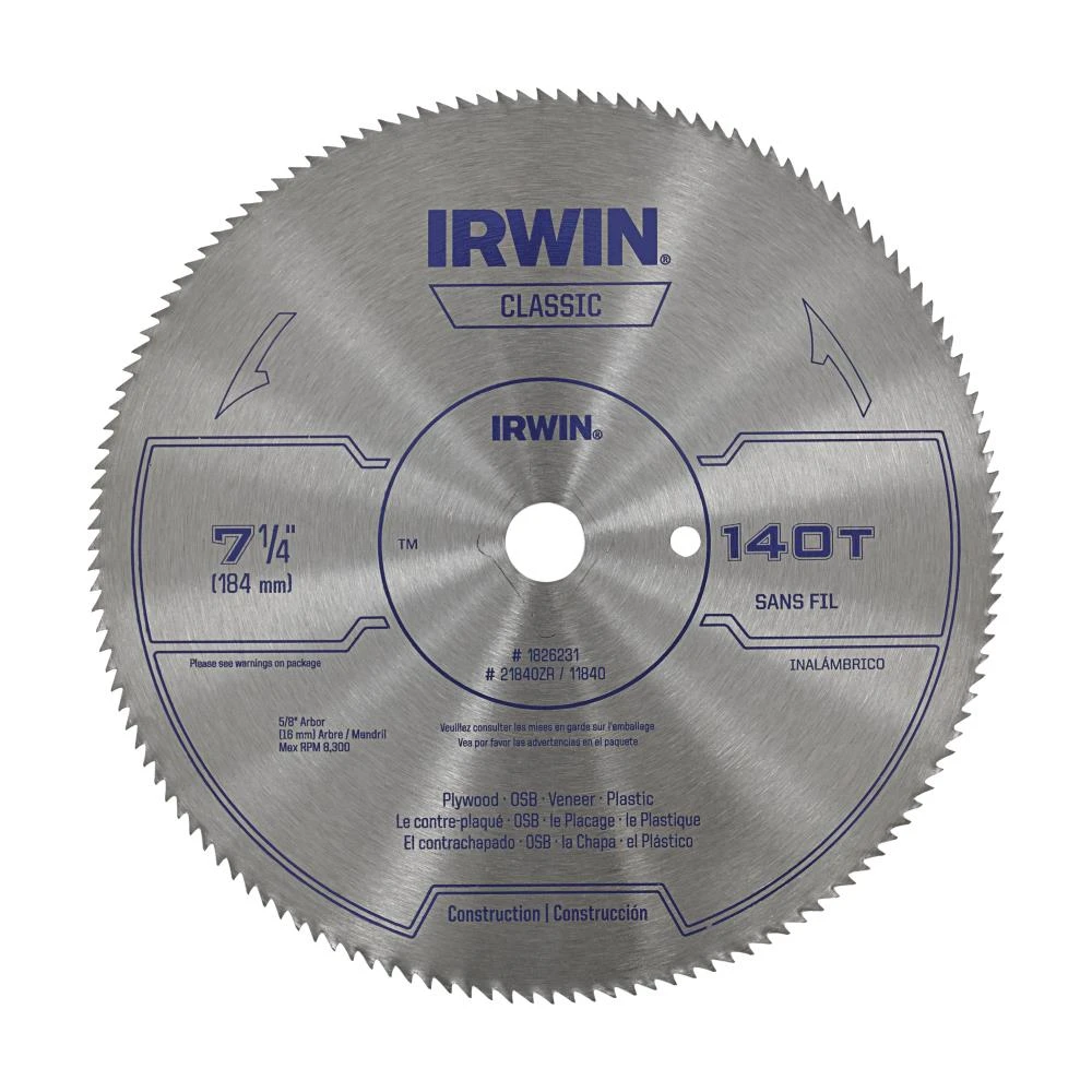 IRWIN Circular Saw Blades Classic 7-1/4-in 140-Tooth Carbide Circular Saw Blade 3 IRWIN Circular Saw Blades Classic 7-1/4-in 140-Tooth Carbide Circular Saw Blade