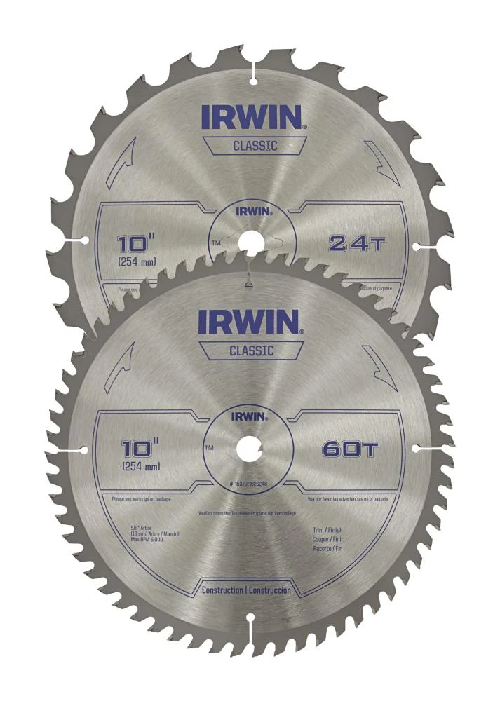IRWIN Circular Saw Blades Classic 2-Pack 10-in Set Carbide Circular Saw Blade Set 3 IRWIN Circular Saw Blades Classic 2-Pack 10-in Set Carbide Circular Saw Blade Set