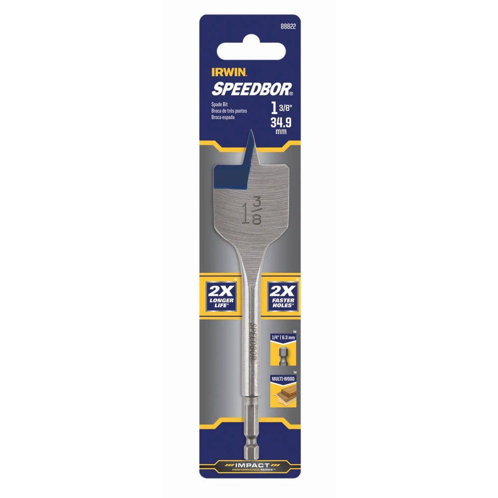 IRWIN Woodboring Drill Bits Standard Length 1-3/8-in Woodboring Spade Drill Bit 3 IRWIN Woodboring Drill Bits Standard Length 1-3/8-in Woodboring Spade Drill Bit