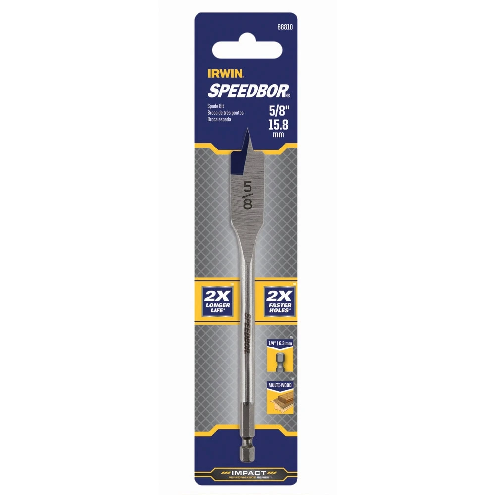 IRWIN Woodboring Drill Bits Standard Length 5/8-in Woodboring Spade Drill Bit 3 IRWIN Woodboring Drill Bits Standard Length 5/8-in Woodboring Spade Drill Bit