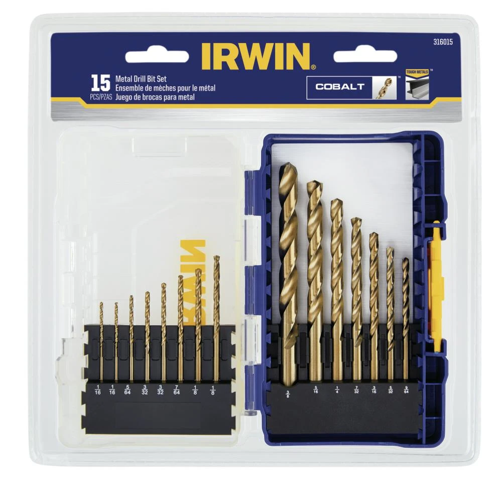 IRWIN Twist Drill Bits 15-Piece Assorted x Set Cobalt Twist Drill Bit Set 6 IRWIN Twist Drill Bits 15-Piece Assorted x Set Cobalt Twist Drill Bit Set - Image 4