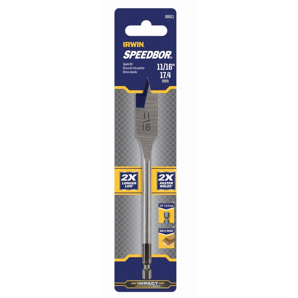 IRWIN Woodboring Drill Bits SPEEDBOR 11/16-in Woodboring Spade Drill Bit 3 IRWIN Woodboring Drill Bits SPEEDBOR 11/16-in Woodboring Spade Drill Bit