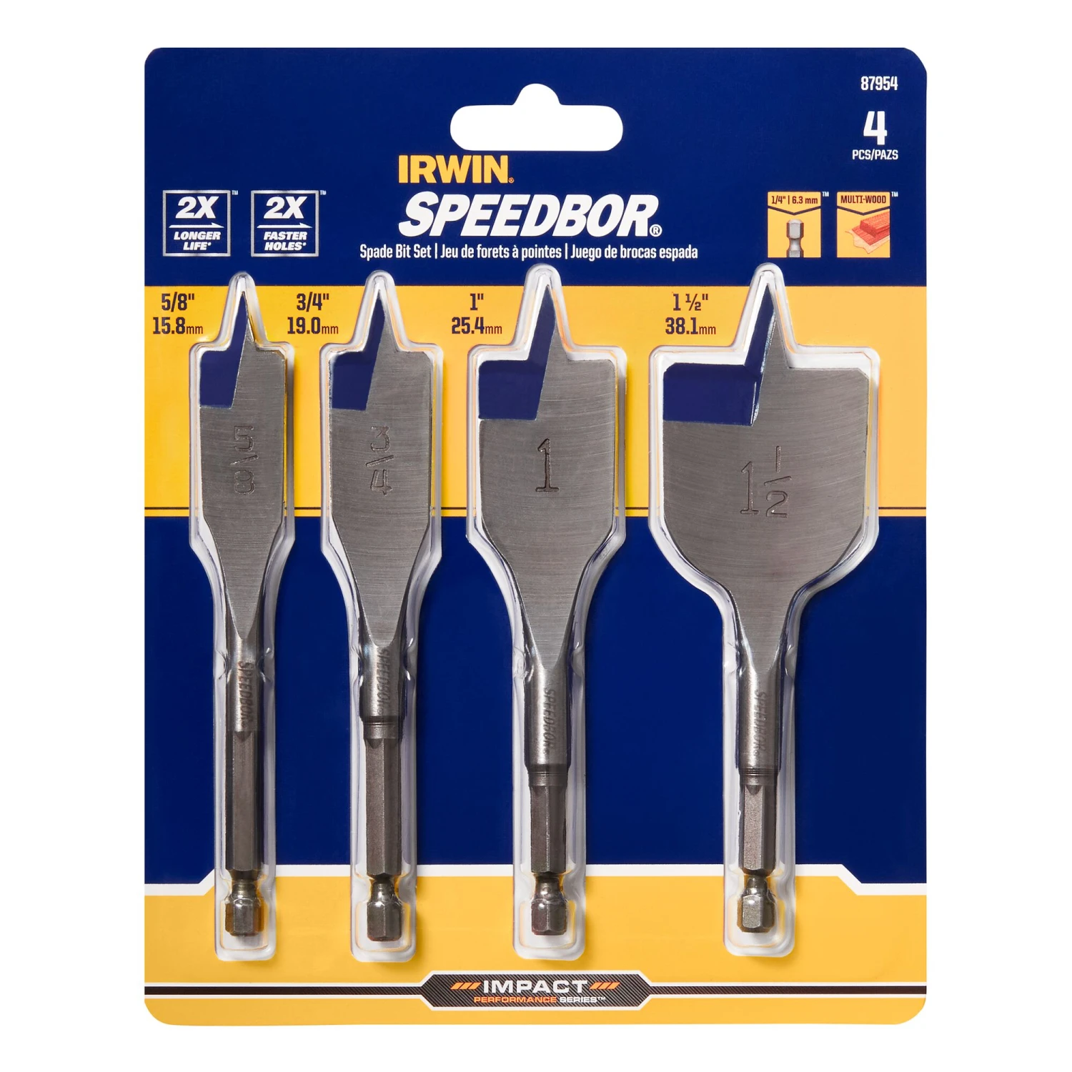 IRWIN Woodboring Drill Bits 4-Piece 1/4-in Woodboring Spade Drill Bit Set 4 IRWIN Woodboring Drill Bits 4-Piece 1/4-in Woodboring Spade Drill Bit Set - Image 2