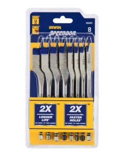 IRWIN Woodboring Drill Bits 8-Piece Assorted Woodboring Spade Drill Bit Set
