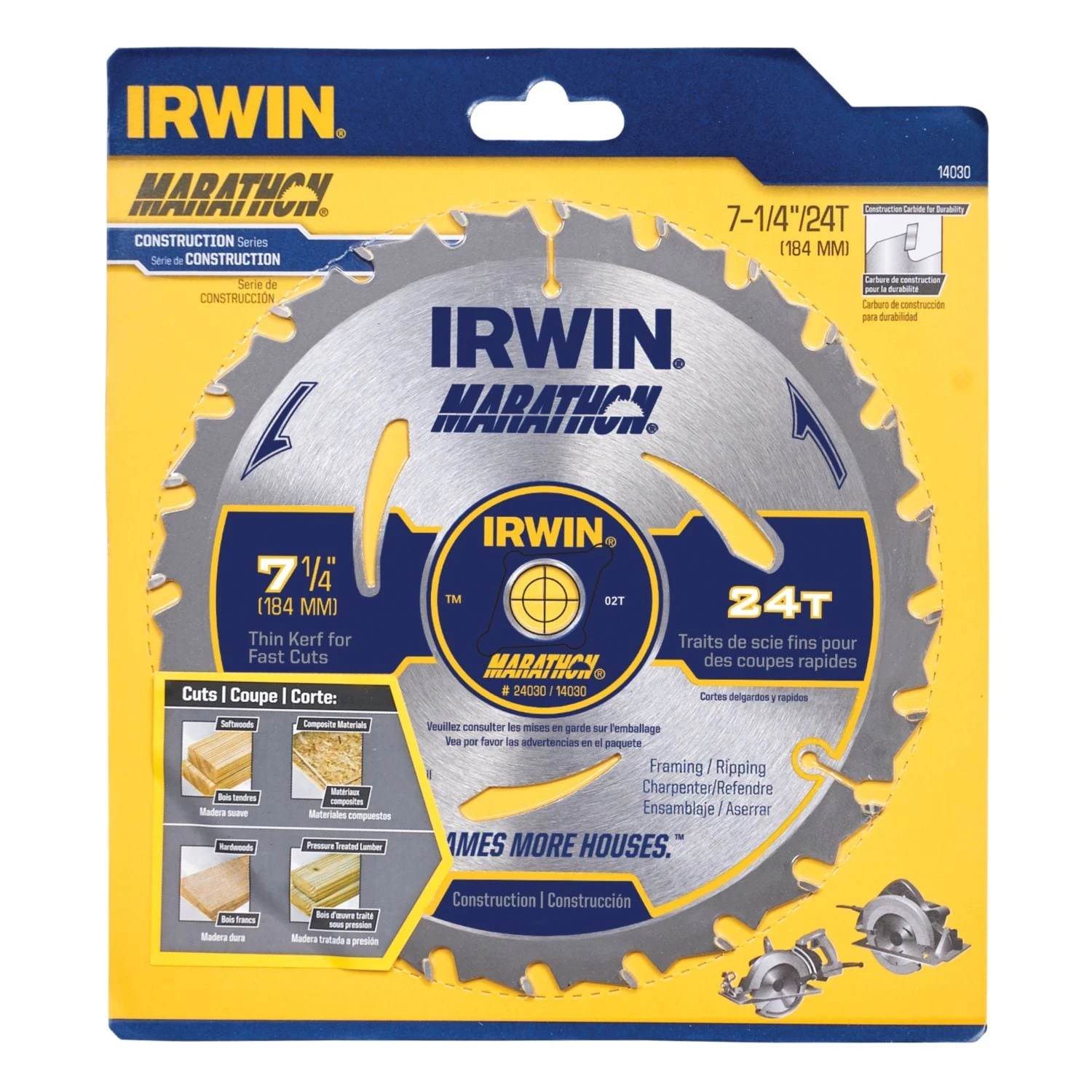 IRWIN Circular Saw Blades Marathon 7-1/4-in 24-Tooth Segmented Carbide Circular Saw Blade 6 IRWIN Circular Saw Blades Marathon 7-1/4-in 24-Tooth Segmented Carbide Circular Saw Blade - Image 4